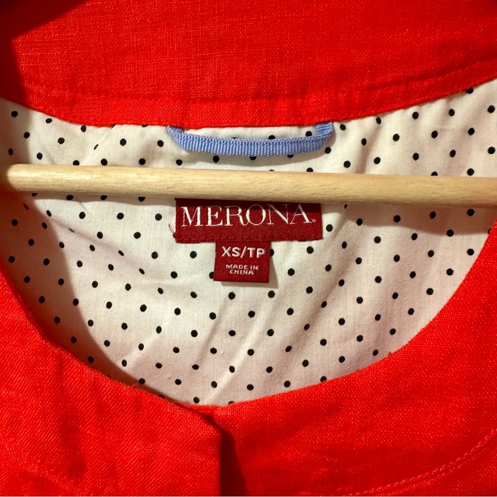 Red Linen Blazer Jacket - Picture 5 of 6